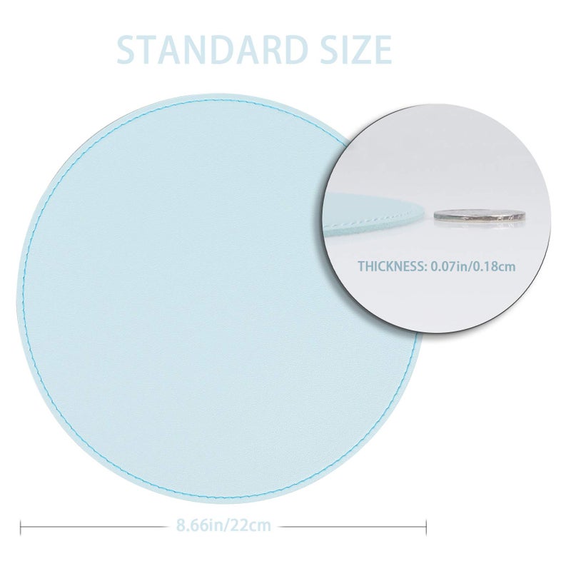 YSAGi 2 Pack Mouse Pads, Ultra Thin Waterproof PVC Leather Mouse Pad,Stitched Edges,Works for Computers, Laptop,All Types of Mouse pad, Office/Home(8.66'', 2 Pack, Sky-Blue) - Image 3